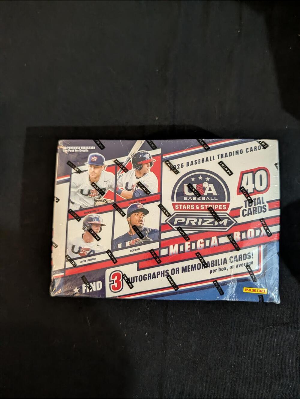 2026 Panini Stars & Stripes Baseball Prizm Mega Box Sealed 40 Cards 3 Hits
